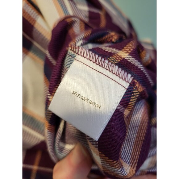 Jane & Delancey Purple Plaid Roll Tab Sleeve 1/4 Button Relaxed Fit Tunic Top 2X - Picture 8 of 9